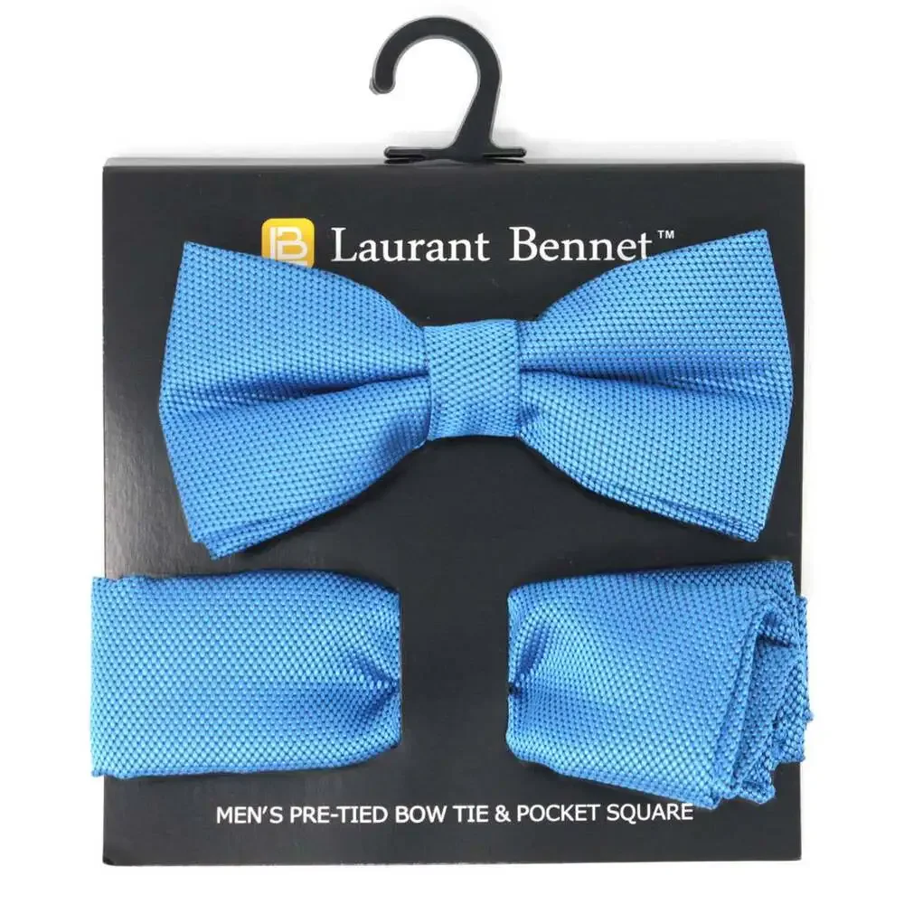 Selini New York - Poly Woven Men's Banded Bow Tie and Hanky Set - BTH6308